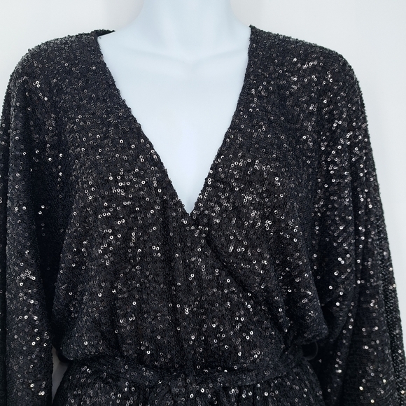 Princess Polly Black All Over Sequin Dancing Queen Mini Dress Size 4 - Picture 3 of 13
